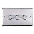 Eurolite Switches Polished Stainless Steel Stainless steel 3 Gang Dimmer - Polished Stainless Steel