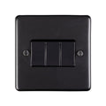 Eurolite Switches Matt Black Stainless steel 3 Gang Switch - Matt Black