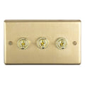 Eurolite Switches Satin Brass Stainless steel 3 Gang Toggle Switch - Satin Brass