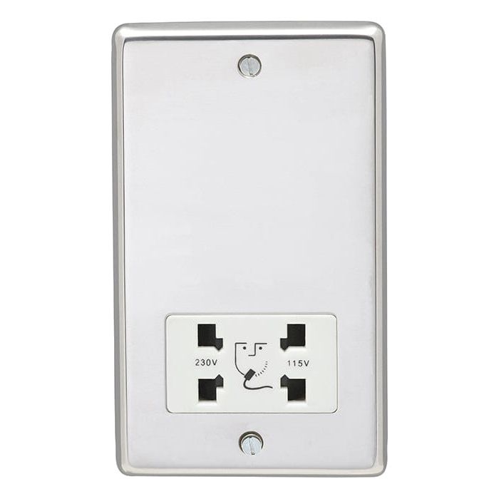 Eurolite Plug Sockets Polished Stainless Steel Stainless steel Shaver Socket - Polished Stainless Steel