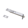 Zoo Hardware Sunk Slide Flush Bolt measuring 17 x 100mm, featuring a sleek stainless steel finish, includes a bolt mechanism and a matching strike plate.
