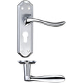 Lincoln Lever on Backplate Lever Euro Lock Polished Chrome Love Handles uk