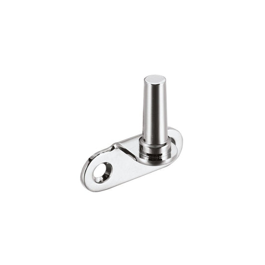 Zoo Hardware Flush Fitting Pins for Casement Stay in a shiny chrome finish, featuring a cylindrical pin attached to a flat base with a circular hole, sold as a pack of 2.