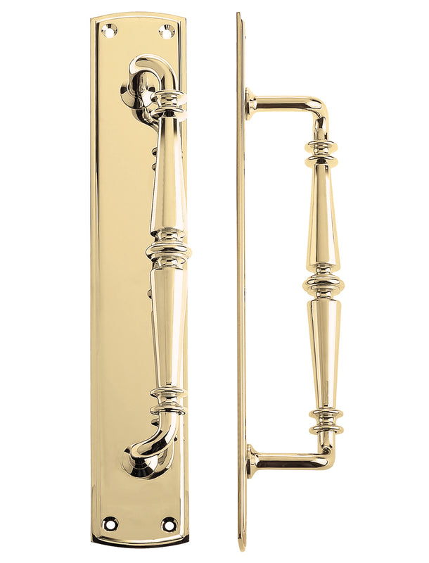 Zoo Hardware Pull Handle on Backplate — Polished Brass