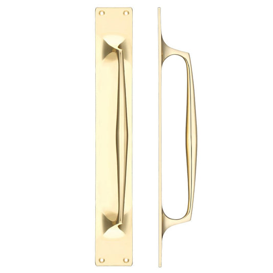 Cast Brass Pull Handle with Backplate Polished Brass 450 x 60mm Love Handles uk