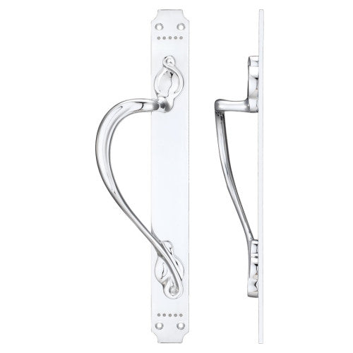 Cast Brass Pull Handle with Art Nouveau Backplate - 377 x 42mm