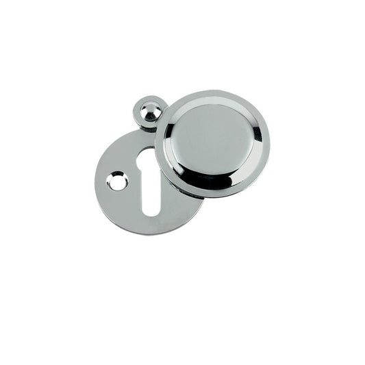 Zoo Hardware Std. Key Profile Victorian Escutcheon with a 32mm diameter, featuring a polished chrome finish and a keyhole opening for bolt installation.
