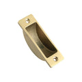 Zoo Hardware Easyclean Dust Socket for Flush Bolts, measuring 62 x 19mm, in a brushed brass finish. It features a rectangular shape with two mounting holes for secure installation.