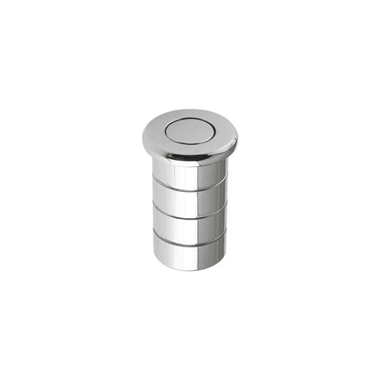 Zoo Hardware Dust Socket for Flush Bolts in chrome finish, measuring 20mm diameter by 25mm height, features a cylindrical design with a flush top and textured sides.