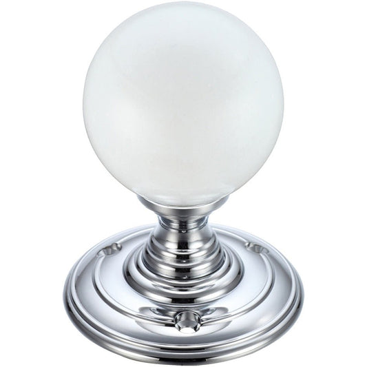 Glass Ball Mortice Knob - 55mm Polished Chrome Frosted Love Handles uk