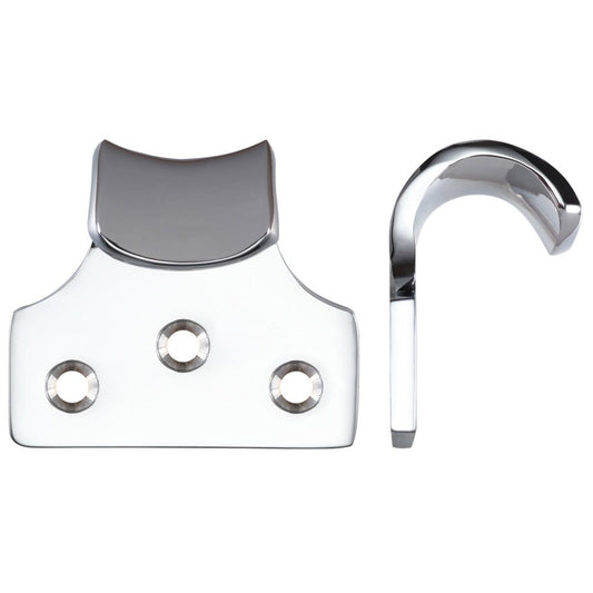 Zoo Hardware Sash Lift - Heavy Duty in polished chrome finish, featuring a three-hole mounting plate and a curved hook for lift operation.