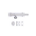 Zoo Hardware Architectural Barrel Bolt in polished chrome finish, consisting of a sliding bolt and two mounting plates for secure installation.