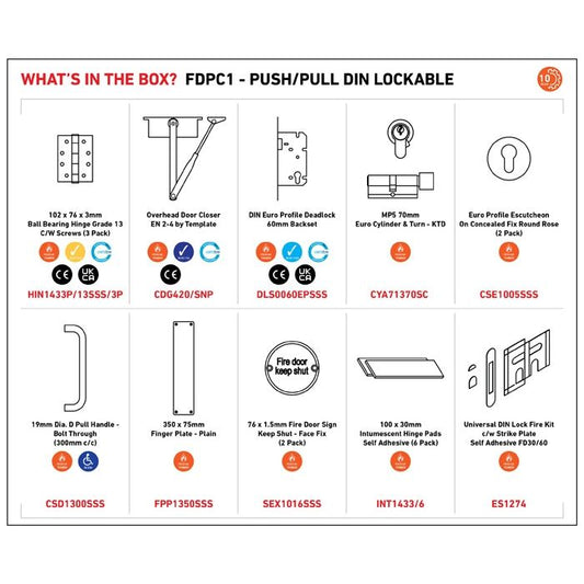 Commercial Fire Door Pack - Push/Pull DIN Lockable