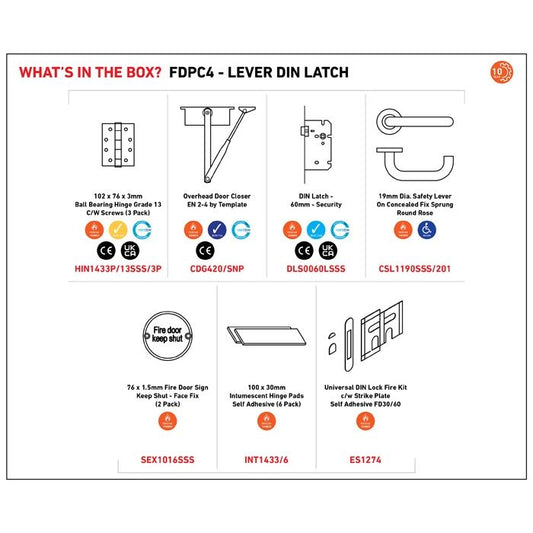 Commercial Fire Door Pack - DIN Lever Latch