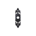 Zoo Hardware Bell Push with Rectangular Plate measuring 45mm x 77mm, finished in black and featuring decorative cutouts around the central button hole.