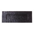 Zoo Hardware Traditional Plain Letter Plate measuring 10" x 4" (195x45mm) in a textured black finish, featuring a rectangular aperture for mail.
