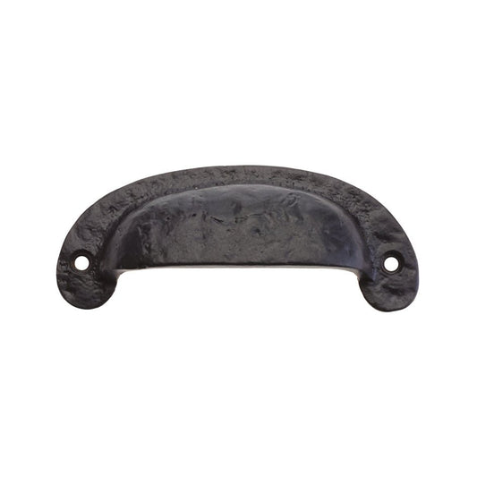 Zoo Hardware Drawer Pull - 4.5" in a dark finish, featuring a curved design with two mounting holes for easy installation.