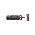 Zoo Hardware Curly Tail Door Bolt - 4" in a black finish, made of metal, featuring a textured surface and a curved end for secure locking.