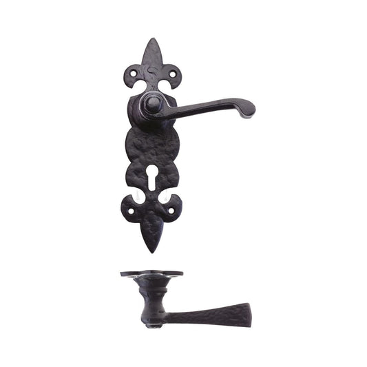 Lever on Fleur De Lys Backplate Lever on Lock Black Love Handles uk