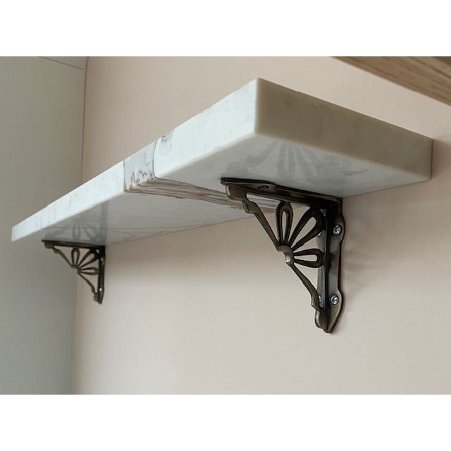 Antique Brass Flower Shelf Brackets - Heavy Duty Solid Brass - Brass bee