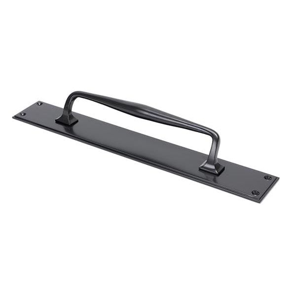 From The Anvil Handles Aged Bronze 425mm Art Deco Pull Handle on Backplate