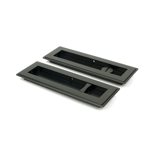 From The Anvil Flush Pull Handles 175mm Aged Bronze  Art Deco Rectangular Pull - Privacy Set