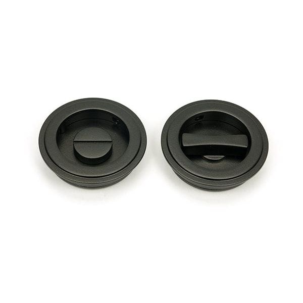 From The Anvil Flush Pull Handles 60mm Aged Bronze  Art Deco Round Pull - Privacy Set