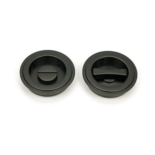 From The Anvil Flush Pull Handles 60mm Aged Bronze  Art Deco Round Pull - Privacy Set
