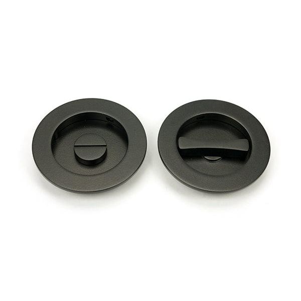 From The Anvil Flush Pull Handles 75mm Aged Bronze  Plain Round Pull - Privacy Set