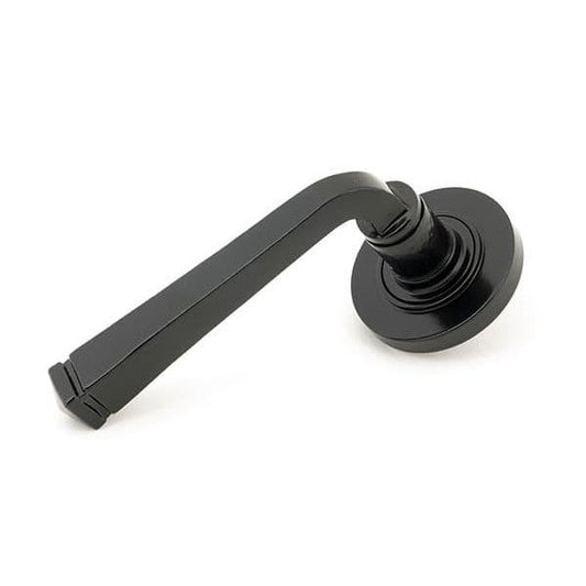 From The Anvil Handles Plain Black Avon Round Lever on Rose Set