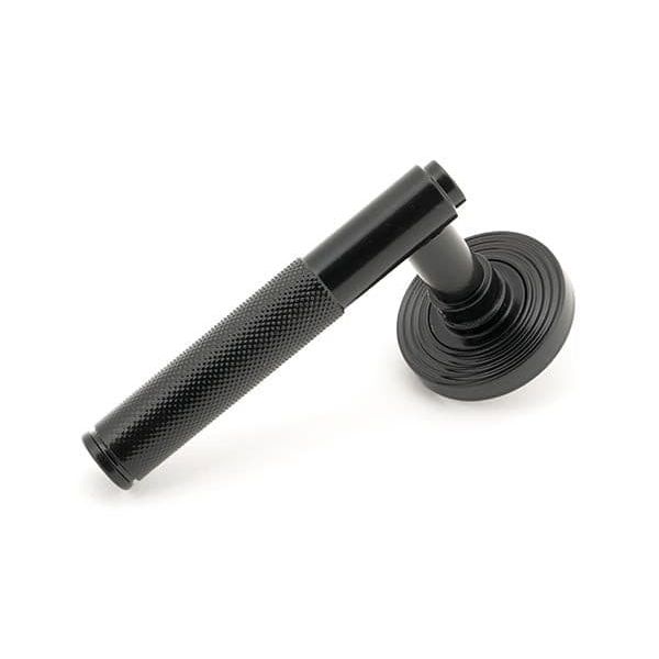 From The Anvil Handles Beehive Black Brompton Lever on Rose Set