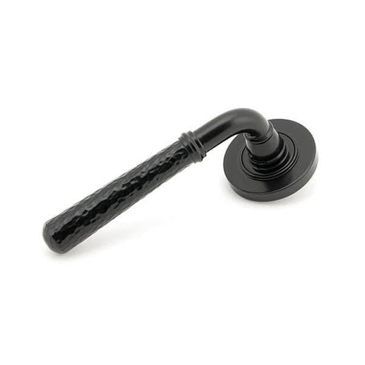 From The Anvil Handles Plain Black Hammered Newbury Lever on Rose Set