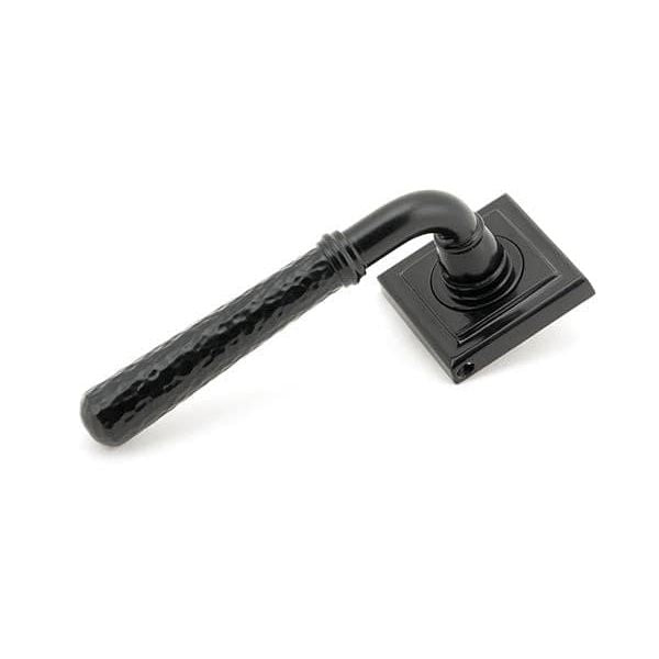 From The Anvil Handles Square Black Hammered Newbury Lever on Rose Set