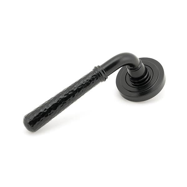 From The Anvil Handles Art Deco Black Hammered Newbury Lever on Rose Set (Plain) - Unsprung
