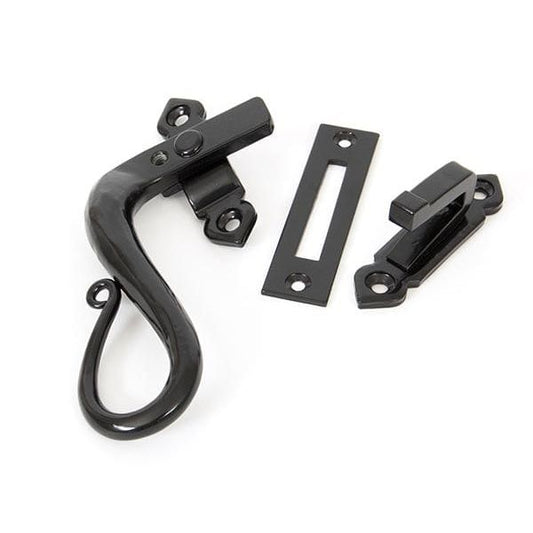 From The Anvil Window Hardware Left Hand Black Locking Shepherd's Crook Fastener