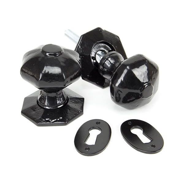 From The Anvil Knobs Octagonal Black Mortice/Rim Knob Set