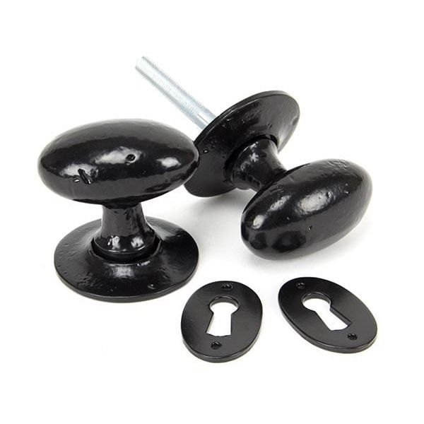From The Anvil Knobs Oval Black Mortice/Rim Knob Set