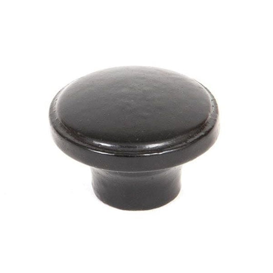 From The Anvil Cupboard Knob Black Black Ribbed Cupboard Knob