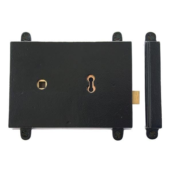 From The Anvil Rim Locks Black Black Rim Lock & Cast Iron Cover