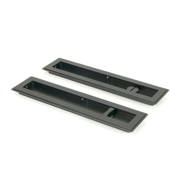 From The Anvil Flush Pull Handles 250mm Matt Black  Art Deco Rectangular Pull - Privacy Set
