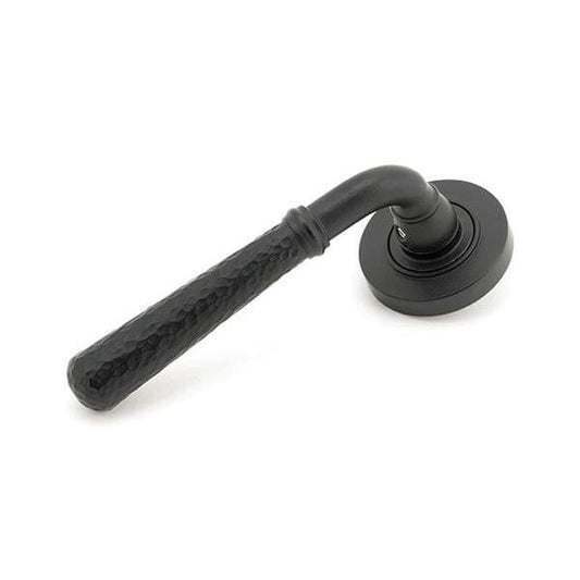 From The Anvil Handles Plain Matt Black Hammered Newbury Lever on Rose Set