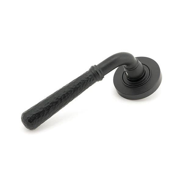 From The Anvil Handles Plain Matt Black Hammered Newbury Lever on Rose Set