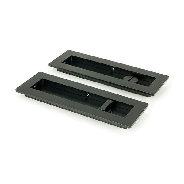 From The Anvil Flush Pull Handles 175mm Matt Black  Plain Rectangular Pull - Privacy Set