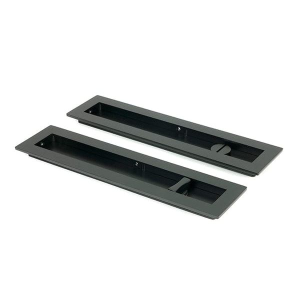 From The Anvil Flush Pull Handles 250mm Matt Black  Plain Rectangular Pull - Privacy Set