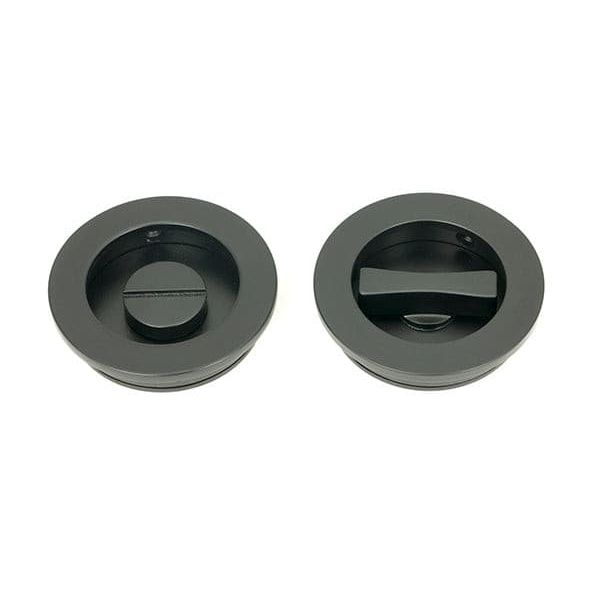 From The Anvil Flush Pull Handles 60mm Matt Black  Plain Round Pull - Privacy Set