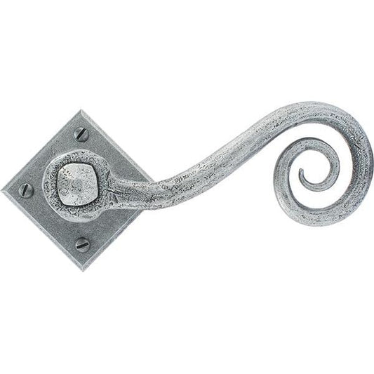 From The Anvil Handles Pewter Pewter Monkeytail Lever on Rose Set (Diamond)