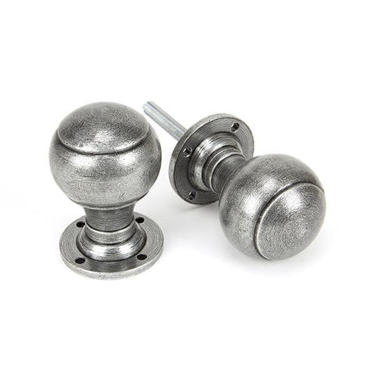 From The Anvil Knobs Pewter Pewter Regency Mortice/Rim Knob Set