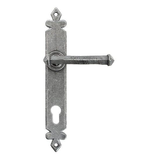 From The Anvil Window Hardware Pewter Pewter Tudor Lever Espag. Lock Set
