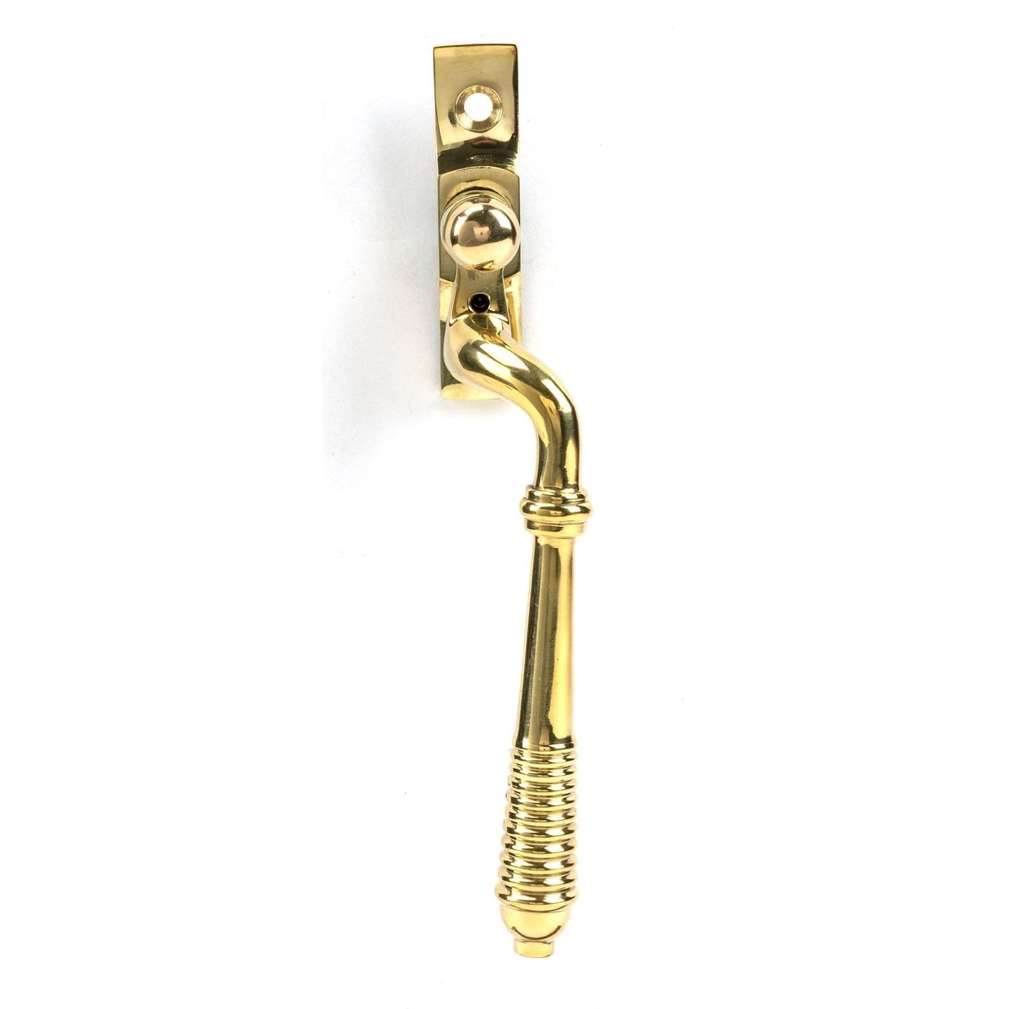 From The Anvil Window Hardware RH Polished Brass Reeded Espag