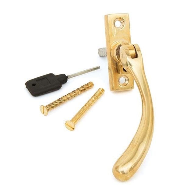 From The Anvil Window Hardware Left Hand Polished Brass Slim Peardrop Espag